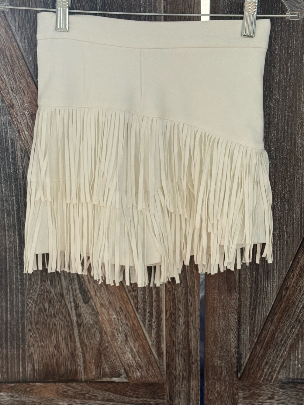 Altar’d State Cream Fringe Mini Skirt